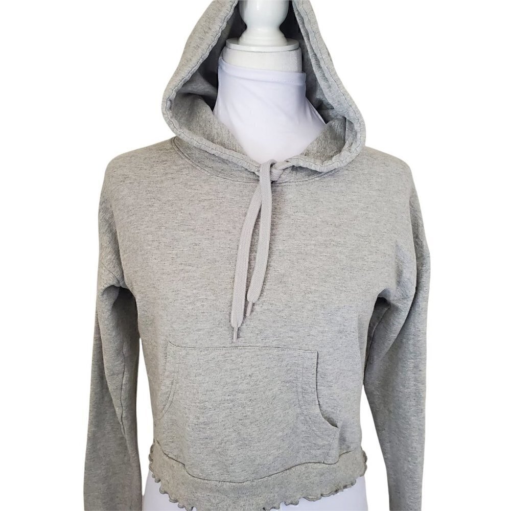 Derek Heart Junior Pullover Crop Hoodie with Ruffled Hem